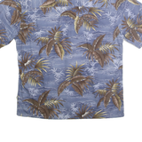 ISLAND SHORES Mens Blue & Brown Hawaiian Shirt M Cotton Tropical Casual Summer