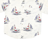 PURITAN Mens White Graphic Cotton Blend Short Sleeve Shirt L Nautical Design