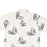 PURITAN Mens White Graphic Cotton Blend Short Sleeve Shirt L Nautical Design