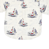 PURITAN Mens White Graphic Cotton Blend Short Sleeve Shirt L Nautical Design