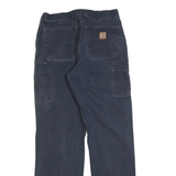 CARHARTT Mens Cotton Blend Navy Blue Regular Straight Trousers W32 L36 Workwear