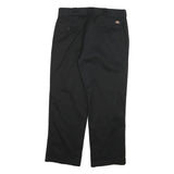 DICKIES Mens Black Regular Fit Straight Cotton Blend Trousers W33 L28 Workwear