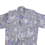 Mens Grey Abstract Pattern Short Sleeve Shirt L Casual Cool