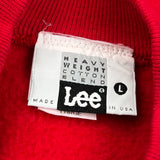90'S Blank Made In USA Lee Sweatshirt - Large Red Cotton Blend