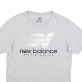 NEW BALANCE Mens Grey Cotton T-Shirt M Short Sleeve Crew Neck Logo Print