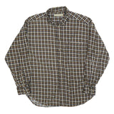 NATURALIFE Mens Brown Blue Check Shirt L Cotton Blend Casual Long Sleeve