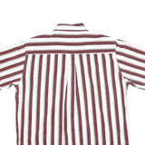 BIG CREEK Mens Maroon & White Striped Shirt L Button-Down Casual Summer Cotton