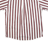 BIG CREEK Mens Maroon & White Striped Shirt L Button-Down Casual Summer Cotton