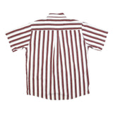 BIG CREEK Mens Maroon & White Striped Shirt L Button-Down Casual Summer Cotton