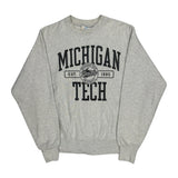 Michigan Tech Champion College Sweatshirt - Small Grey Cotton