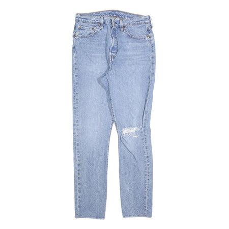 LEVI'S 501S Womens Jeans Blue Slim Skinny Denim Light W29 L30 Ripped Knee