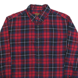 ST JOHNS BAY Mens Red & Navy Check Shirt M Classic Button-Down Long Sleeve