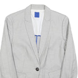JOOP! Womens White & Grey Patterned Blazer Jacket M Cotton Blend Button Closure