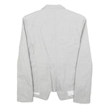 JOOP! Womens White & Grey Patterned Blazer Jacket M Cotton Blend Button Closure