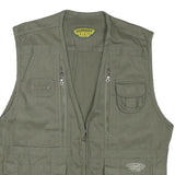 DISCOVERY Mens Green Cotton Blend Utility Vest L Woven Zip Pockets Outdoor