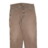 DICKIES Mens Regular Fit Brown Cotton Blend Work Trousers W38 L36 Durable Zip