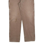 DICKIES Mens Regular Fit Brown Cotton Blend Work Trousers W38 L36 Durable Zip