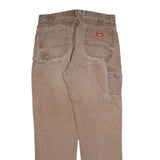 DICKIES Mens Regular Fit Brown Cotton Blend Work Trousers W38 L36 Durable Zip