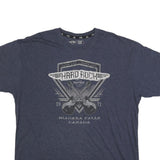 HARD ROCK CAFE Mens Blue Graphic T-Shirt 2XL Short Sleeve Crew Neck Rock Music