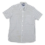 TOMMY HILFIGER Mens White & Black Check Shirt M Cotton Blend Classic Fit Button