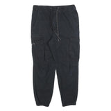 PULL & BEAR Mens Cotton Blend Black Regular Cargo Trousers W32 L26 Zip Pockets