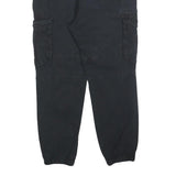 PULL & BEAR Mens Cotton Blend Black Regular Cargo Trousers W32 L26 Zip Pockets