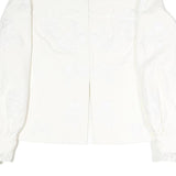 BODEN Womens White Cotton Blend Button Jacket UK 16 Embroidered Floral Pattern