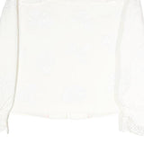 BODEN Womens White Cotton Blend Button Jacket UK 16 Embroidered Floral Pattern