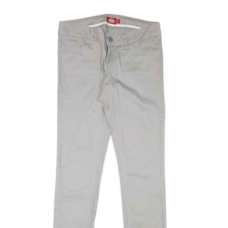 DICKIES Womens Cotton Blend Slim Beige Trousers W28 L31 Zip Plain Pockets