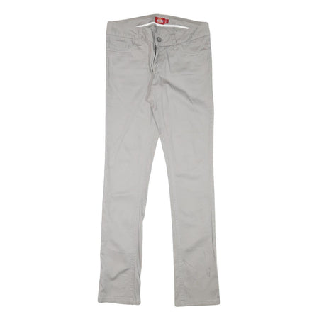 DICKIES Womens Cotton Blend Slim Beige Trousers W28 L31 Zip Plain Pockets