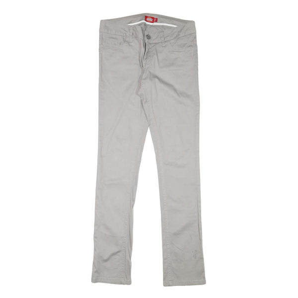DICKIES Womens Cotton Blend Slim Beige Trousers W28 L31 Zip Plain Pockets