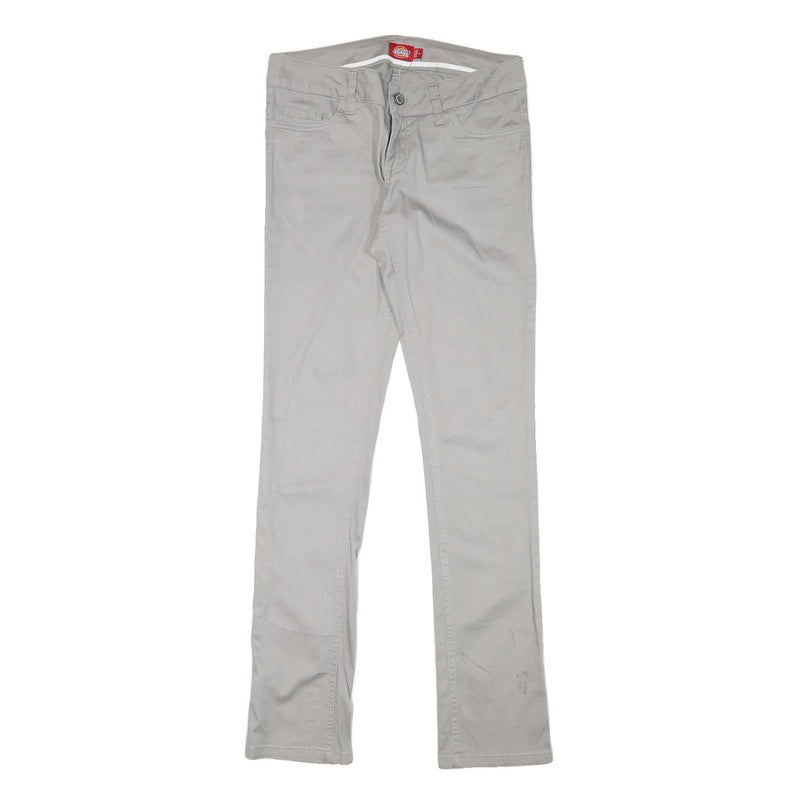 DICKIES Womens Cotton Blend Slim Beige Trousers W28 L31 Zip Plain Pockets