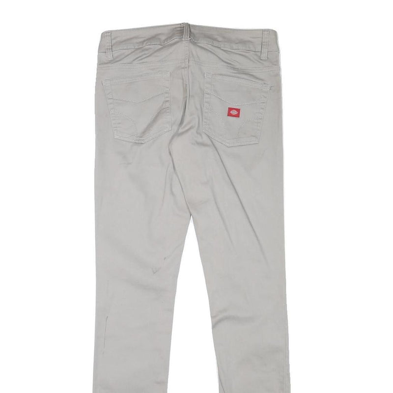 DICKIES Womens Cotton Blend Slim Beige Trousers W28 L31 Zip Plain Pockets