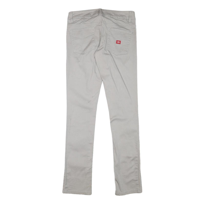 DICKIES Womens Cotton Blend Slim Beige Trousers W28 L31 Zip Plain Pockets