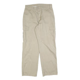 DICKIES Mens Cotton Blend Beige Relaxed Cargo Trousers W34 L34 Zip Closure