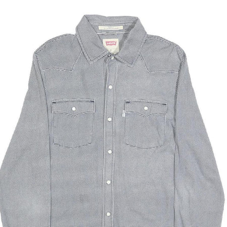 LEVI'S Mens Blue Check Shirt M Cotton Long Sleeve Casual Button Closure