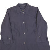 Womens Navy Blue Classic Cotton Blend Button Jacket L Plain Tailored