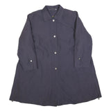 Womens Navy Blue Classic Cotton Blend Button Jacket L Plain Tailored