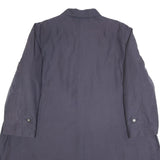 Womens Navy Blue Classic Cotton Blend Button Jacket L Plain Tailored