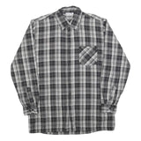 BREMO Mens Black & Grey Check Shirt M Cotton Blend Long Sleeve Casual Classic