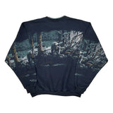 Grizzly Bear Black Canyon Aop Graphic Sweatshirt - Large Black Cotton