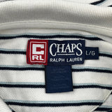 Vintage Chaps Ralph Lauren Striped Polo Shirt - Large White Cotton