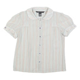 MARC JACOBS Womens Blue Striped Shirt Short Sleeve Button Neck S Cotton