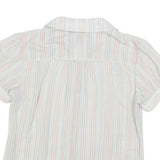 MARC JACOBS Womens Blue Striped Shirt Short Sleeve Button Neck S Cotton
