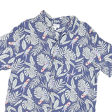 CROFT & BARROW Mens Blue Tropical Leaf Parrot Print Shirt M Casual Summer