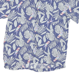 CROFT & BARROW Mens Blue Tropical Leaf Parrot Print Shirt M Casual Summer