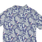 CROFT & BARROW Mens Blue Tropical Leaf Parrot Print Shirt M Casual Summer