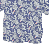 CROFT & BARROW Mens Blue Tropical Leaf Parrot Print Shirt M Casual Summer