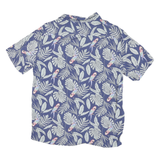 CROFT & BARROW Mens Blue Tropical Leaf Parrot Print Shirt M Casual Summer