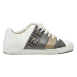 FENDI Logo Stripe Mens Sneaker Leather UK 7 Designer Luxury Casual Footwear